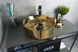 Раковина накладная Gid 40 D1342h015 53331 золото купить в интернет-магазине Sanbest