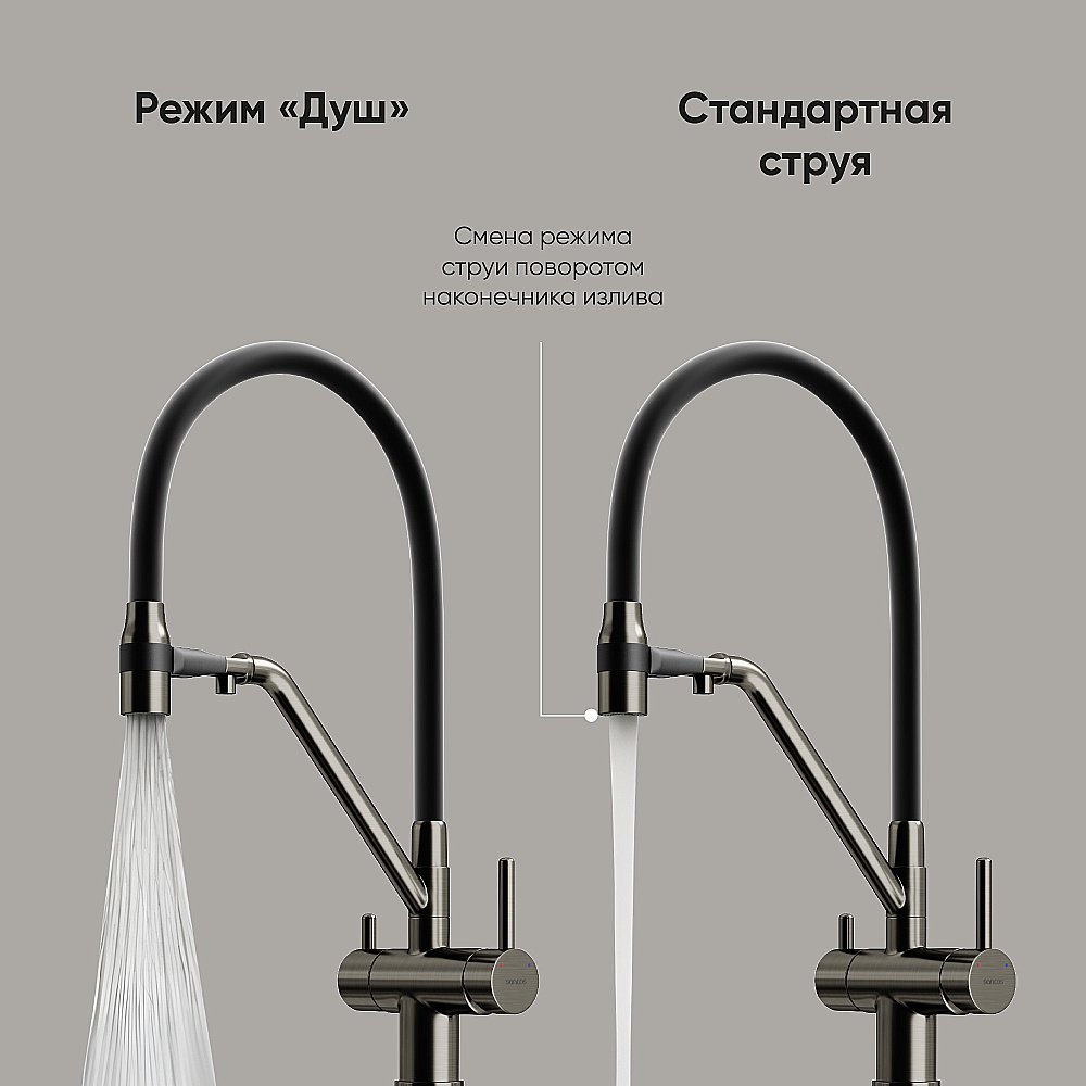 Смеситель для кухни Sancos Dora SC4003GG вороненая сталь купить в интернет-магазине сантехники Sanbest