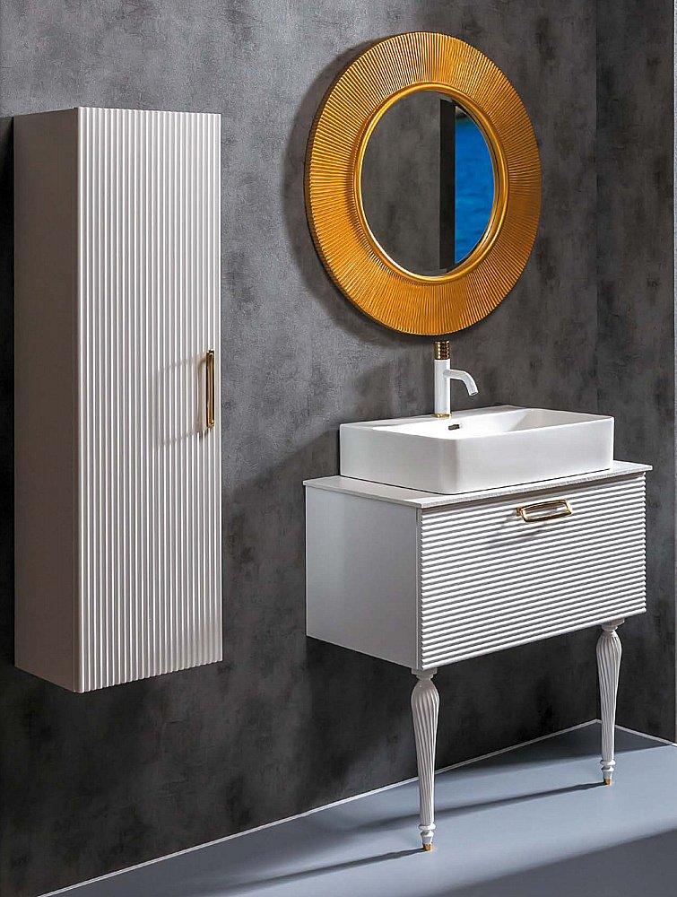 Пенал Armadi Art Vallessi Avantgarde Linea белый с золотом для ванной в интернет-магазине сантехники Sanbest