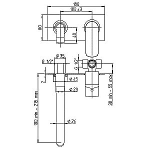 Смеситель для раковины PAINI Nove 09CR208P хром купить в интернет-магазине сантехники Sanbest