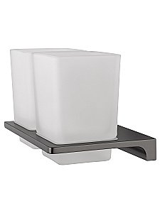 Два стакана для зубных щеток с держателем WONZON & WOGHAND ECLIPSE, Темный графит (WW-9128-GM) купить в интернет-магазине сантехники Sanbest