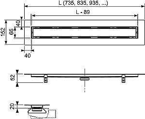 Душевой лоток TECE Drainline 650900 90 для натурального камня, хром купить в интернет-магазине Sanbest