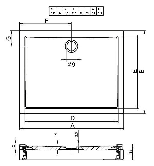 Душевой поддон Riho Davos 263 130x90 D002001005 белый купить в интернет-магазине Sanbest