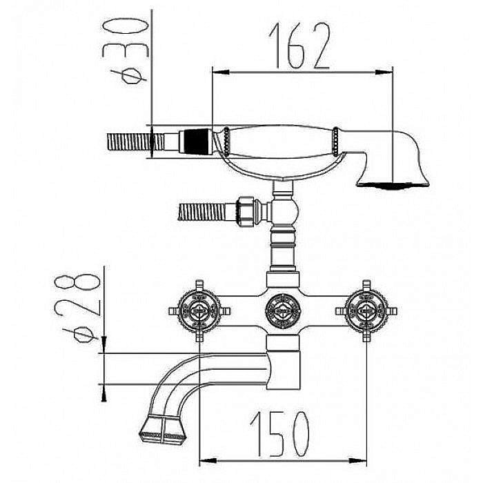 Смеситель для ванны с душем ZORG Antic A 2001W-BR купить в интернет-магазине сантехники Sanbest