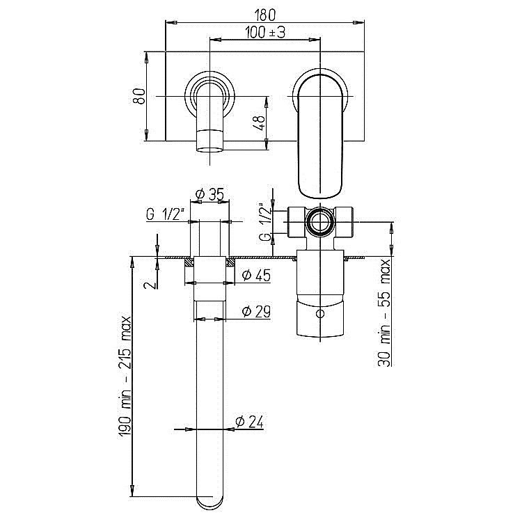 Смеситель для раковины PAINI Nove 09CR208P хром купить в интернет-магазине сантехники Sanbest