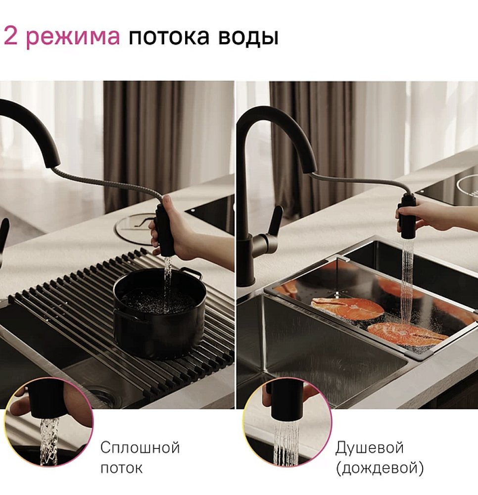 Смеситель для кухни Iddis Сuba CUBBLP0i05 черный матовый купить в интернет-магазине сантехники Sanbest