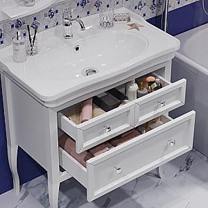 Тумба с раковиной Опадирис Валери 85 белая матовая для ванной в интернет-магазине Sanbest