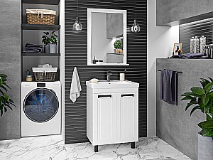 Тумба с раковиной Misty Спарта - 65 П-Спа-06065-01-01 белая для ванной в интернет-магазине Sanbest