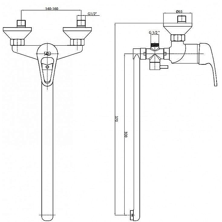 Смеситель для ванны GPD Nerida AE20-3 купить в интернет-магазине сантехники Sanbest