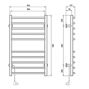 Полотенцесушитель электрический Domoterm Аврора DMT 109-10 50x90 EK хром купить в интернет-магазине сантехники Sanbest