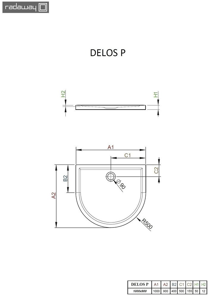 Душевой поддон Radaway Delos P 100х90 купить в интернет-магазине Sanbest