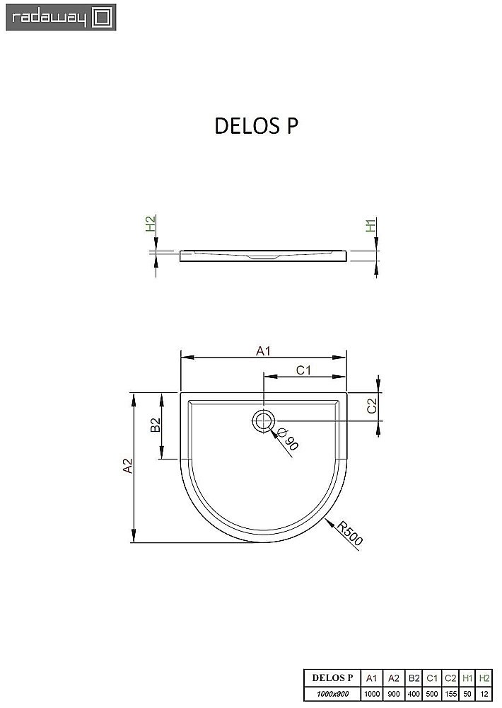 Душевой поддон Radaway Delos P 4Z19035-03N 100х90 белый купить в интернет-магазине Sanbest