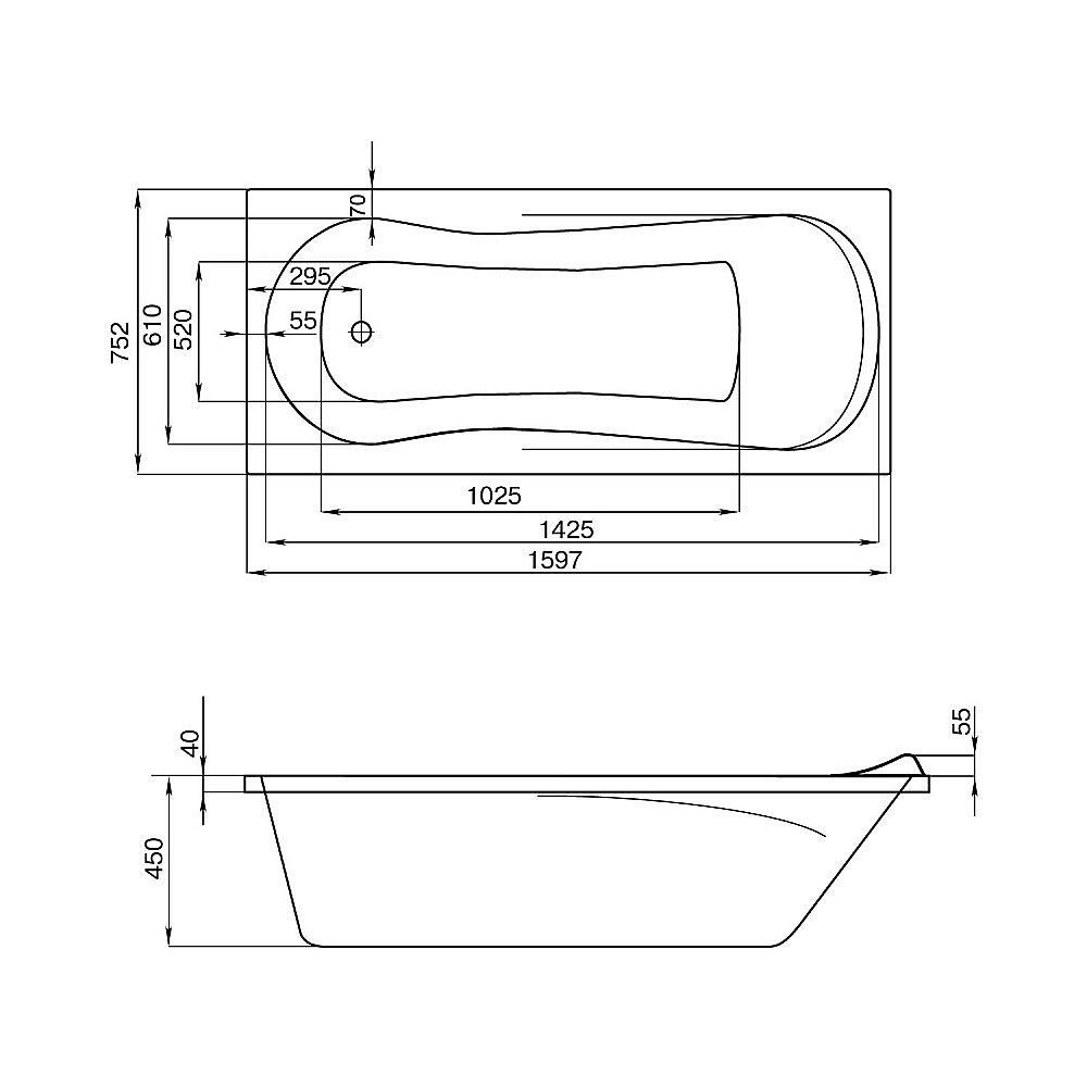 Ванна акриловая Santek Каледония 160x75 1.WH30.2.388 белая купить в интернет-магазине Sanbest