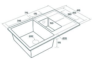 Мойка кухонная Paulmark Feste PM237850-BLM Черная купить в интернет-магазине сантехники Sanbest