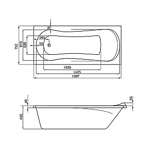Ванна акриловая Santek Каледония 160x75 1.WH30.2.388 белая купить в интернет-магазине Sanbest