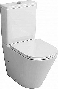 Унитаз-компакт Grossman Tornado GR-4450SQ безободковый, с бачком, с крышкой микролифт, слив-торнадо, белый глянцевый купить в интернет-магазине Sanbest