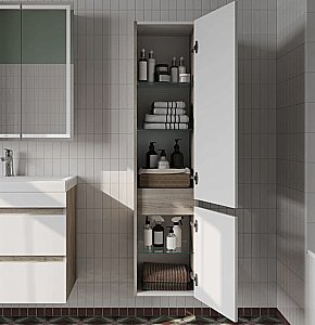 Пенал Iddis Zodiac ZOD35A0i97 белый матовый/светлое дерево для ванной в интернет-магазине сантехники Sanbest