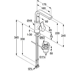 Смеситель для раковины Kludi Zenta SL 480273965 черный матовый купить в интернет-магазине сантехники Sanbest