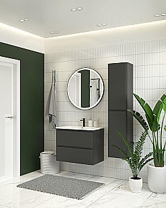 Тумба с раковиной Aquanet Эмбер 330468 80 черный матовый для ванной в интернет-магазине Sanbest