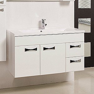 Тумба с раковиной Акватон Диор 120 белая глянцевая для ванной в интернет-магазине Sanbest