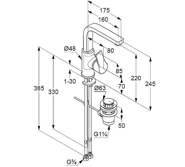 Смеситель для раковины Kludi Zenta SL 480273965 черный матовый купить в интернет-магазине сантехники Sanbest