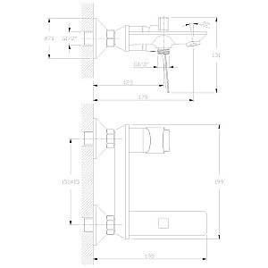 Смеситель для ванны Rossinka RS27-31 купить в интернет-магазине сантехники Sanbest