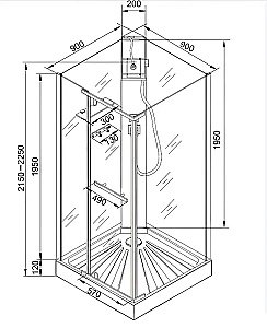 Душевая кабина Ceruttispa MiMi90B 90x90 стекло прозрачное купить в интернет-магазине Sanbest