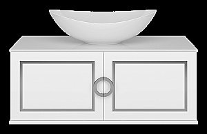 Тумба с раковиной Misty STEFFANY 06105-01-01h 105 хром вставки/белая для ванной в интернет-магазине Sanbest