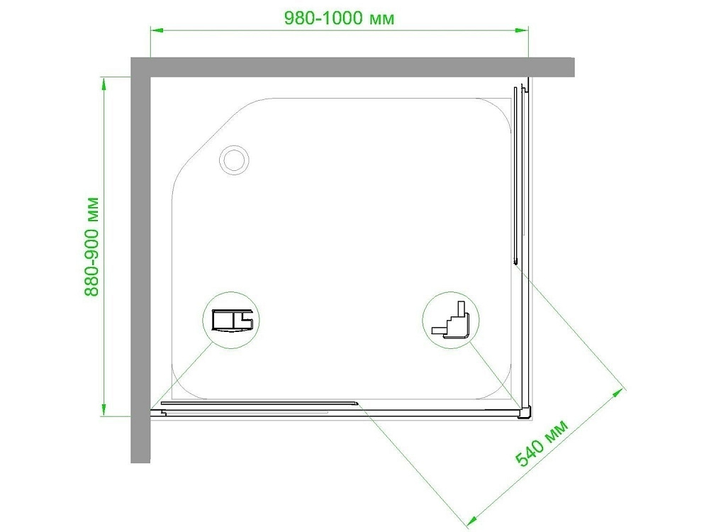 Душевой уголок Royal Bath RB9100HPD-T-BL 100х90 прозрачный купить в интернет-магазине Sanbest