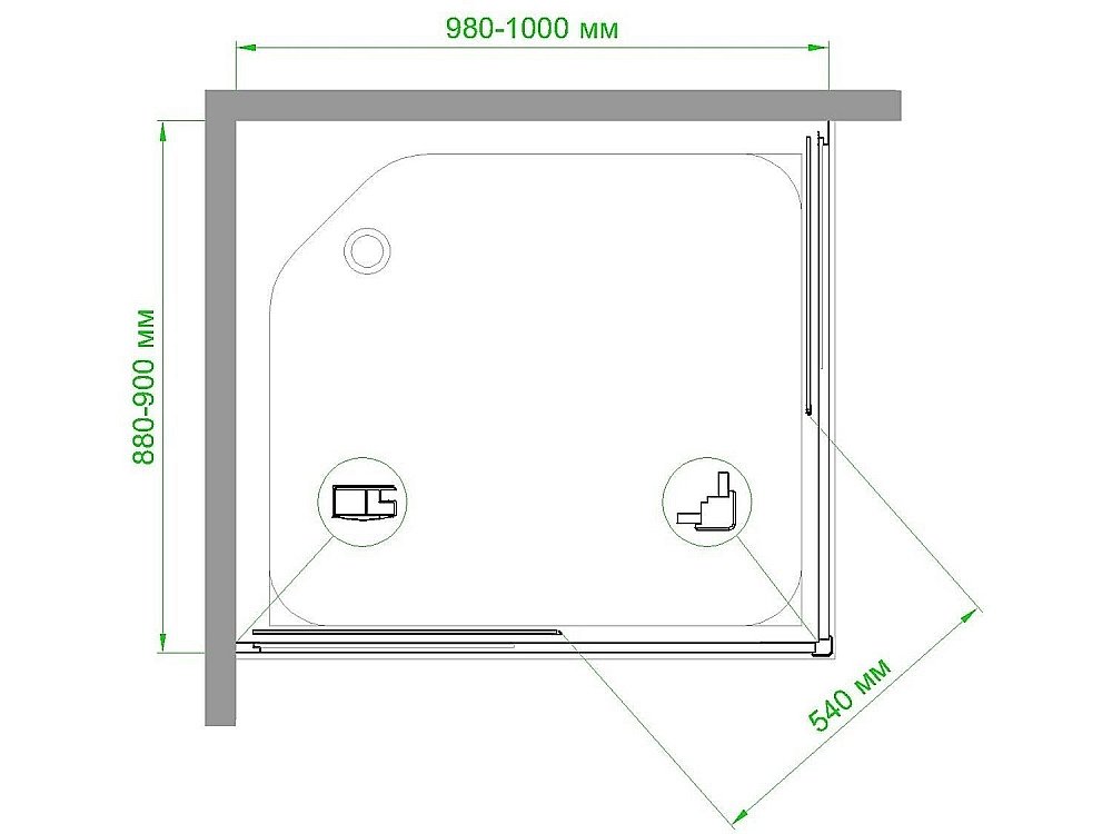 Душевой уголок Royal Bath RB9100HPD-T-BL 100х90 прозрачный купить в интернет-магазине Sanbest