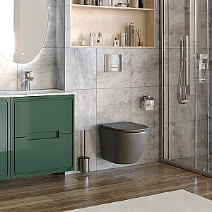 Унитаз подвесной Taliente Amato AM25010 Grigio безободковый, с крышкой микролифт, матовый серый купить в интернет-магазине Sanbest