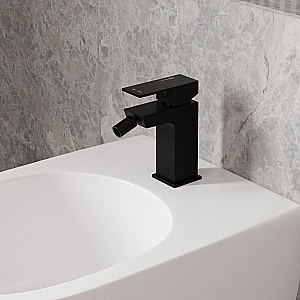 Инсталляция для биде со смесителем WasserKraft Naab 86BDT.050.BL.SQ2006 черная панель/смеситель черный Soft-touch купить в интернет-магазине сантехники Sanbest