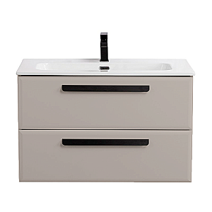 Тумба с раковиной Cezares ECO-CER-N-1000-2C-SO-GCO-P+CZR-8073-100 Серо-бежевая матовая для ванной в интернет-магазине Sanbest