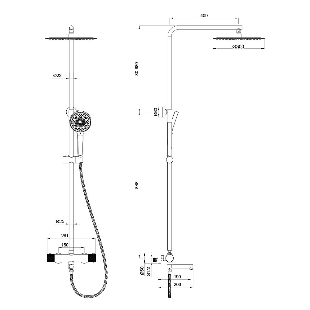 Душевая система Oliveeka Y OL-739902-BN никель брашированный купить в интернет-магазине сантехники Sanbest