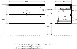 Тумба с раковиной Cezares ECO-CER-N 100 ECO-CER-N-1000-2C-SO-SPF-P сапфир для ванной в интернет-магазине Sanbest