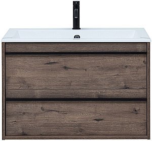 Тумба с раковиной Aquanet Lino 80 Дуб Веллингтон для ванной в интернет-магазине Sanbest