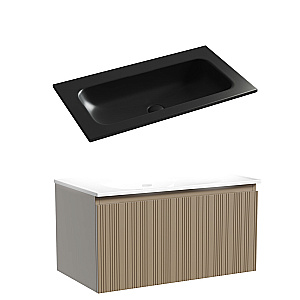 Тумба с раковиной Sancos CODE CD80GB/CN7012MBWX 80 серо - бежевый для ванной в интернет-магазине Sanbest