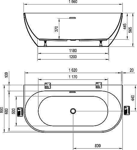 Ванна Ravak FREEDOM W XC00100024 166х80 купить в интернет-магазине Sanbest