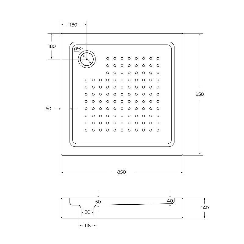 Душевой поддон Cezares TRAY-A-A-15-W 85х85 купить в интернет-магазине Sanbest