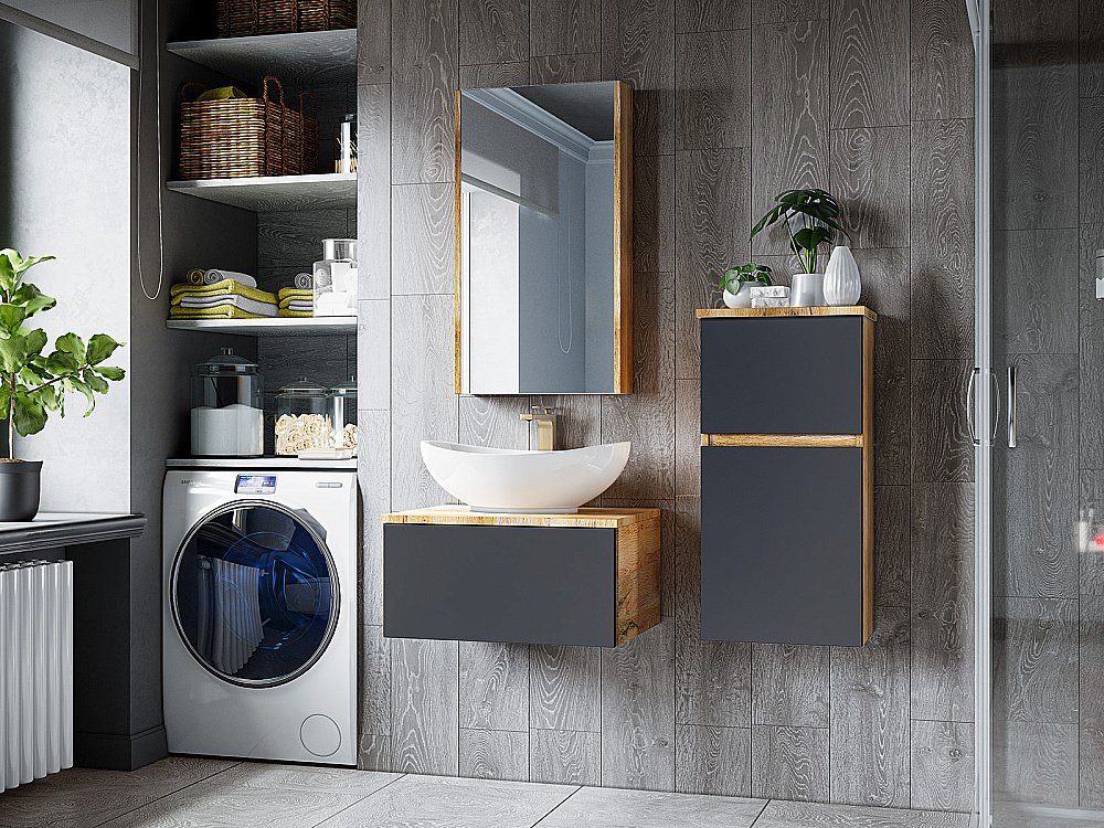 Зеркальный шкаф Misty Ива 45 П-Ива04045-01Л Дуб Вотан купить в интернет-магазине сантехники Sanbest