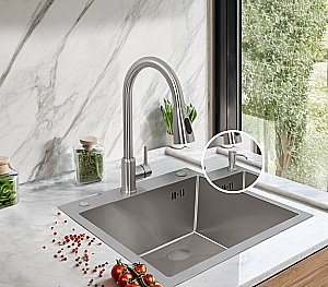 Кухонная мойка CeruttiSpa GLORIA50 nano embos CT11255 матовый хром купить в интернет-магазине сантехники Sanbest