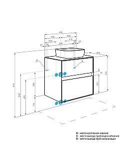 Тумба со столешницей Акватон Либерти 60 дуб эльвезия для ванной в интернет-магазине Sanbest