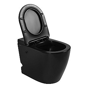 Унитаз напольный Abber Bequem AC1115PMB черный матовый, безободковый, с крышкой микролифт купить в интернет-магазине Sanbest