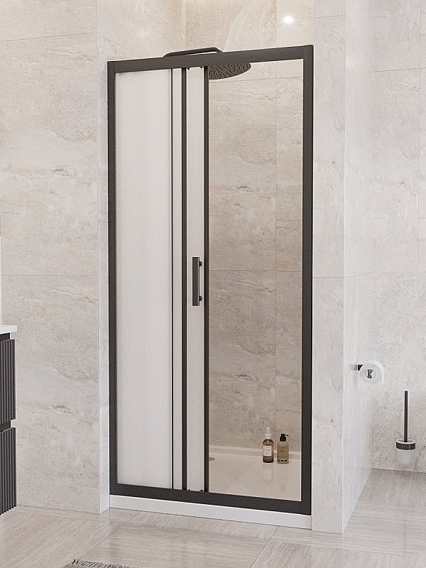 Душевая дверь BelBagno UNO-195-BF-3 120 стекло рифленое/профиль черный матовый купить в интернет-магазине Sanbest