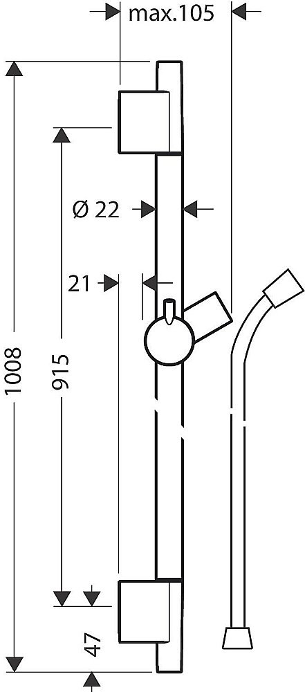 Душевая штанга Hansgrohe Unica S Puro 28631140 купить в интернет-магазине сантехники Sanbest