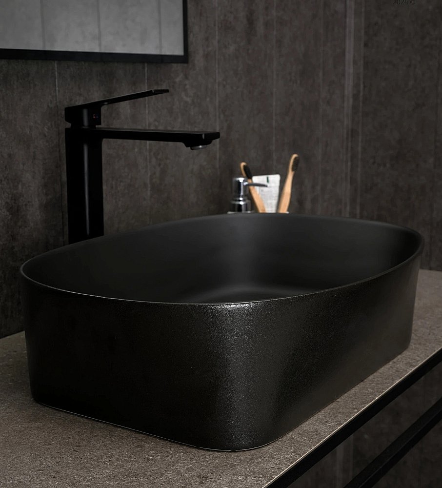 Раковина накладная Gid Creativo 53 N9028bg 53380 черный графит, матовая купить в интернет-магазине Sanbest