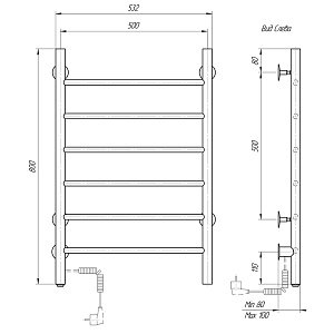 Полотенцесушитель электрический Domoterm Классик DMT 109-6 50x80 EK хром купить в интернет-магазине сантехники Sanbest