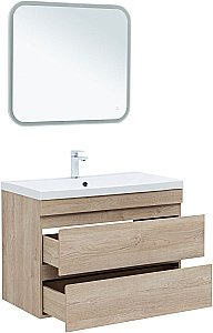 Тумба с раковиной Aquanet Нота New 334199 90 дуб светлый для ванной в интернет-магазине Sanbest