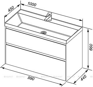 Тумба с раковиной Aquanet Гласс 235664 100 белый для ванной в интернет-магазине Sanbest