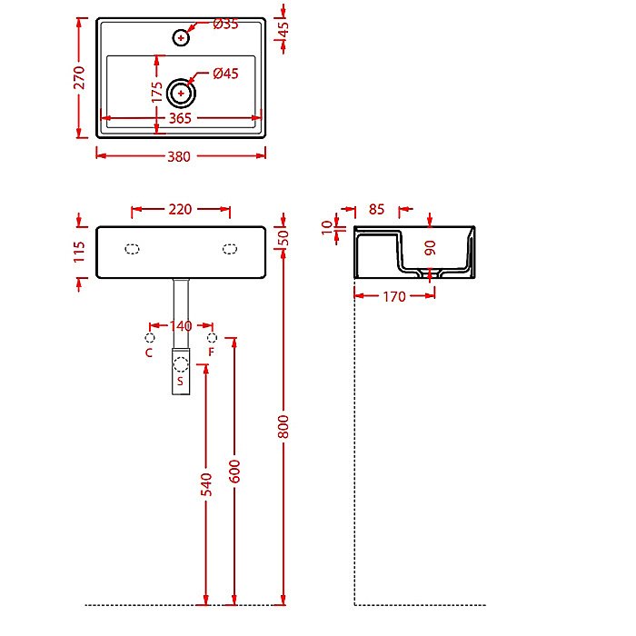 Раковина накладная Artceram Scalino 38 SCL005 01 00 Bianco купить в интернет-магазине Sanbest